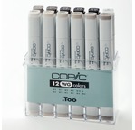 COPIC Marker 12 Warm grey colours set