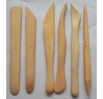 Set of 6 clay knives in boxwood