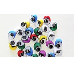Blister 104 yeux mobiles adhésifs ovales avec cils 10mm (6clrs)