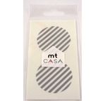 MT CASA SEAL Sticker rond 5cm en washi rayé argent/stripe silver 10pc