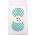 MT CASA SEAL Sticker rond 5cm en washi pois fond mint 10 pcs