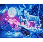 CRYSTAL ART Kit tableau broderie diamant 40x50cm Loups