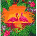 CRYSTAL ART Kit tableau broderie diamant 30x30cm Flamants roses