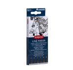 DERWENT - LINE MAKER - assortiment de 6 fineliners encre noir