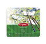 DERWENT - ACADEMY - Boîte métal 24 crayons de couleur aquarellables