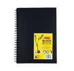 DERWENT - Carnet dessin spirales haut A4 - 40 feuilles noires 200gsm