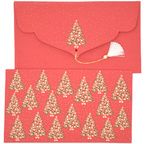 PAPERTREE HOLLY Enveloppe kdo 19x10cm - Rouge/Or