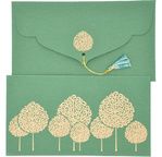 PAPERTREE ARANIA Enveloppe kdo 19x10cm - Vert/Or