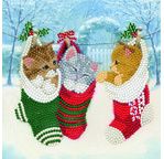 Crystal Art Card 18x18cm Christmas Kittens