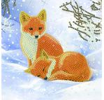 Crystal Art Card 18x18cm Snowy Fox Cubs
