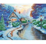 CRYSTAL ART Kit tableau diamant LED 40x50cm T. Kinkade Cottage