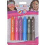 Blister 6 face painting sticks GRIM'TOUT rainbow colors