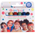 Box of 6 Jumbo face paint crayons, Standard Colours