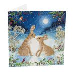 CRYSTAL ART Kit carte broderie diamant 18x18cm Lapins clair de lune