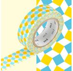 MT 1P Motif petits carrés jaune et bleus / square yellow