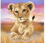 CRYSTAL ART Kit carte broderie diamant 18x18cm Lionceau