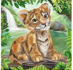 CRYSTAL ART Kit carte broderie diamant 18x18cm Bébé tigre