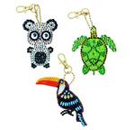 CRYSTAL ART Kit 3 porte-clés à diamanter Animaux exotiques