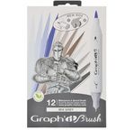 GRAPH'IT BRUSH & EXTRA FINE Set 12 marqueurs - Mix greys