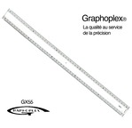 GRAPHOPLEX Ruler: transparent 50 cm; 4 mm thick with 2 bevelled & white opaque edges