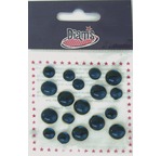 Cabochons verre ronds ass. 18 pcs, BLEU