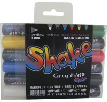 GRAPH'IT SHAKE Set of 6 Medium Markers - Basic colours