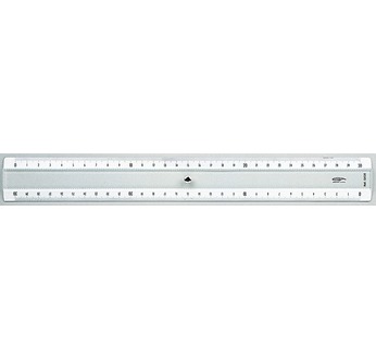 GRAPHOPLEX Ruler: transparent 30 cm; 4 mm thick; 2 bevelled & white opaque edges