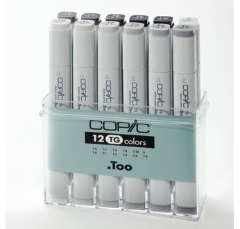 COPIC Marker 12 Grey toner colours set