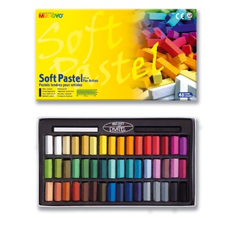 Box of 6 soft pastels, single colour, bar-coded: 002 yellow ochre