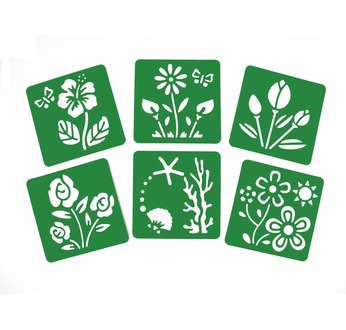 Lot de 6 pochoirs 15x15cm - Fleurs
