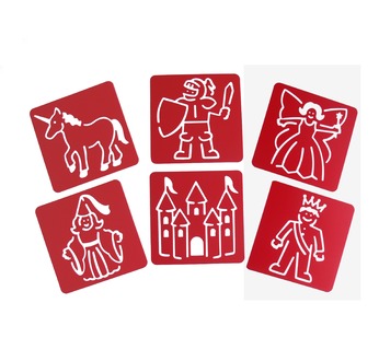 Lot de 6 pochoirs 15x15cm - Princesses & Chevaliers