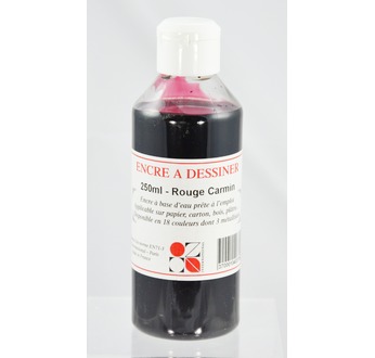 ENCRE à Dessiner Rouge  250 ml = CARMIN FONCE