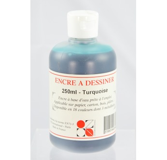 Drawing ink bottle 250 ml - Teal blue