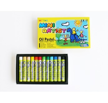 Cardboard box 12 semi jumbo oil pastels - assorted colours