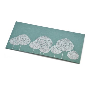 PAPERTREE ARANIA Enveloppe kdo 19x10cm - Bleu Paon/argt