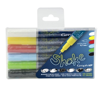 GRAPH IT SHAKE Set de 6 Marqueurs Extra Fins - Basic
