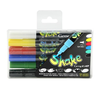 GRAPH IT SHAKE Set de 6 Marqueurs Fins - Basic colours