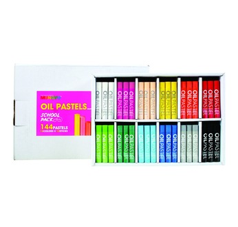 Boîte 144 Pastels à l'huile MUNGYO assortis 11mm (Pack Scol. 12x12 )