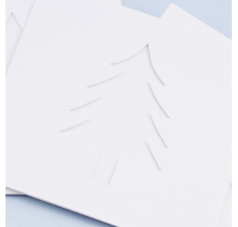 5 White DIY Cards 13x13cm CHRISTMAS TREE + envelopes