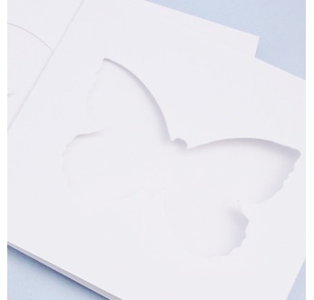 5 Cartes DIY blanches 13x13cm PAPILLON + enveloppes