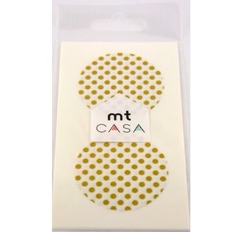 MT CASA SEAL Sticker rond 5cm en washi pois or / dot gold 10 pcs