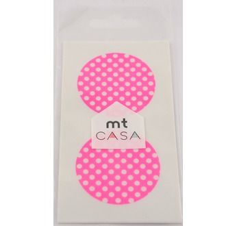 MT CASA SEAL Sticker rond 5cm en washi pois fond rose 10 pcs