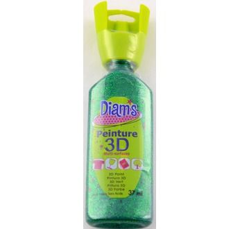 DIAM'S Peinture 3D a l'unité - DIAMS 3D, 37ml, Pailleté Vert