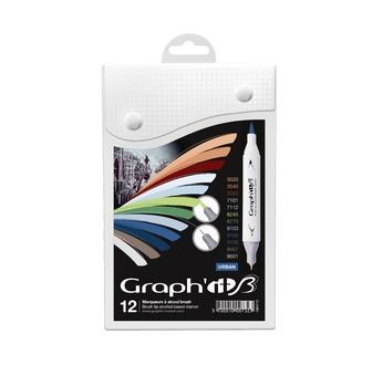 GRAPH'IT BRUSH & EXTRA FINE Set 12 markers - Urban