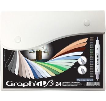 GRAPH'IT BRUSH & EXTRA FINE Set 24 marqueurs - Architecture