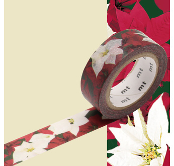 MT NOEL Motif rose de Noël / poinsettia - 1,5cm x 7m