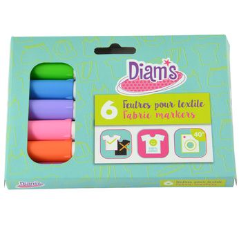 Diam's - Set de 6 feutres textile FUN