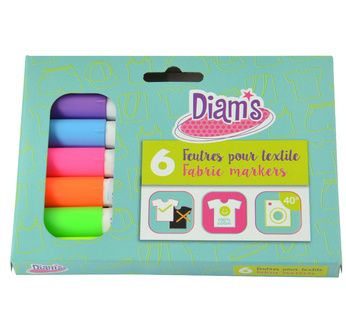 Diam's - Set de 6 feutres textile FLUO