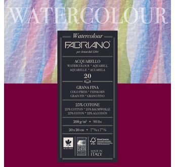 FABRIANO WATERCOLOUR-Bloc 20x20-200gsm-20feuilles grain fin