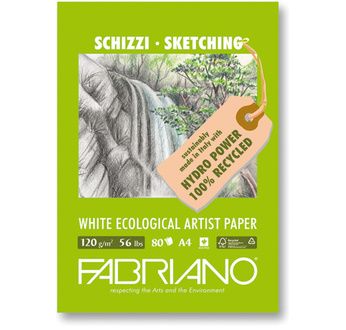 FABRIANO WHITE ECOLOGICAL ARTIST PAPER-Bloc21x29,7cm-120gsm-80feuille